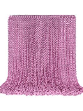 100PCS Pink Mardi Gras Bead Necklaces 33" Party Favors Breast Cancer Awareness